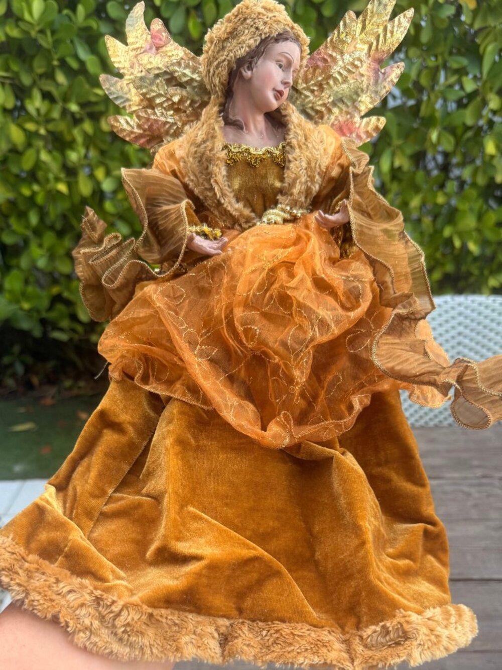 Vintage Gold Angel Tree Topper Victorian Christmas Large Ornament Table Decor